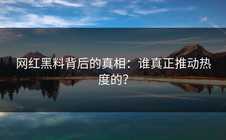 网红黑料背后的真相：谁真正推动热度的？