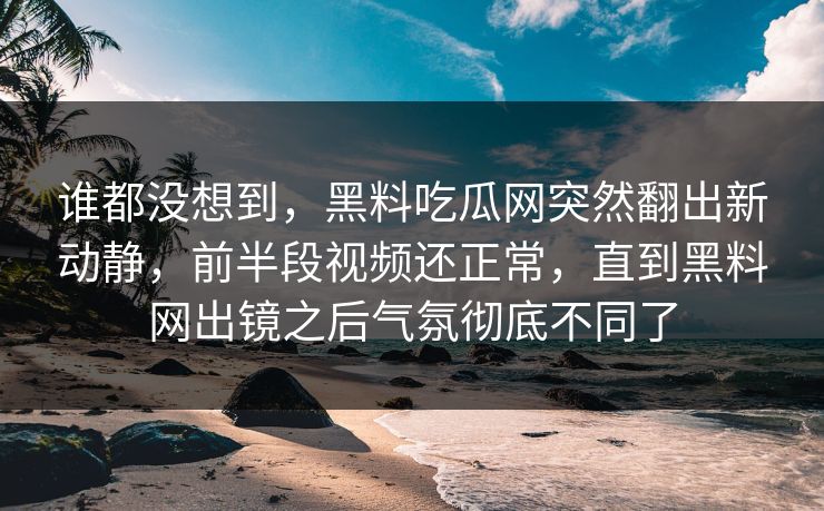 谁都没想到，黑料吃瓜网突然翻出新动静，前半段视频还正常，直到黑料网出镜之后气氛彻底不同了